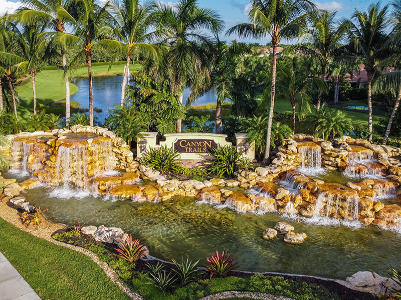 Bird's eye view of entry waterfall